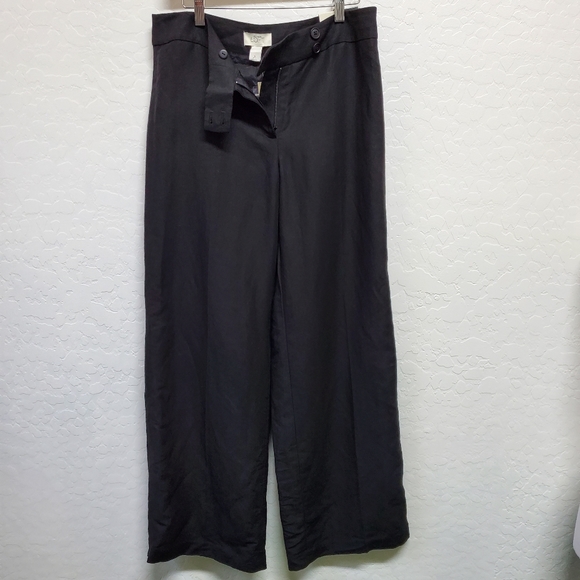 NWT Ann Taylor LOFT Black Linen Pants Wide Leg Lin - Picture 3 of 8